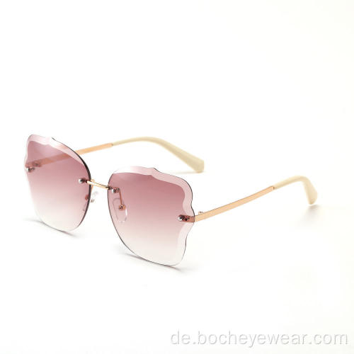 Fashion Rimless Luxury Neueste Strass übergroße UV400 Schatten Sonnenbrille Männer 2021